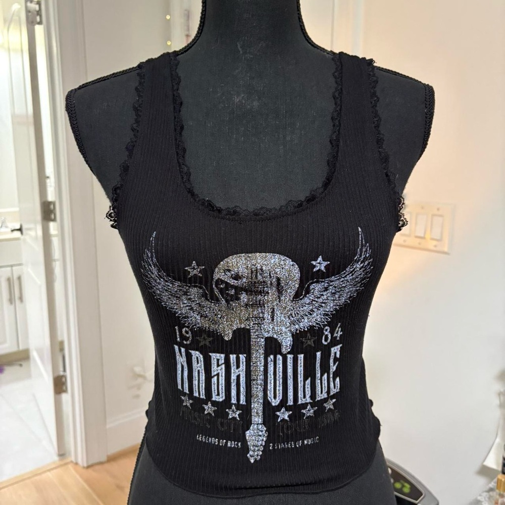 Altar'd State Black Nashville Graphic Tank Top